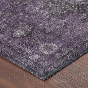 10 X 14 Oriental Plum Purple Washable Polyester Rug for Indoor Outdoor Spaces