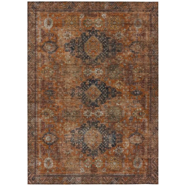 HomeRoots 10 X 14 Rust Orange Oriental Polyester Area Rug Washable Indoor Outdoor Patio 742360