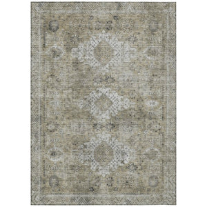 HomeRoots 5 X 8 Oriental Beige Brown Washable Polyester Rug for Indoor Outdoor Living 742362