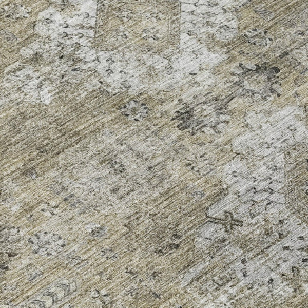 5 X 8 Oriental Beige Brown Washable Polyester Rug for Indoor Outdoor Living