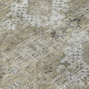 10 X 14 Oriental Polyester Area Rug Beige Brown Washable for Indoor Outdoor Use