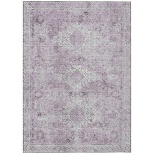 HomeRoots 10 X 14 Lilac Purple Oriental Polyester Area Rug Washable for Patio and Living Room 742372