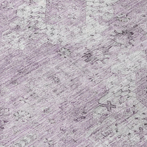 10 X 14 Lilac Purple Oriental Polyester Area Rug Washable for Patio and Living Room