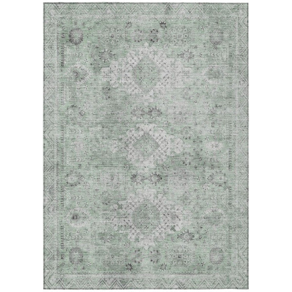 HomeRoots 5x8 Mint Oriental Polyester Area Rug Washable Stain Resistant Indoor Outdoor Use 742374