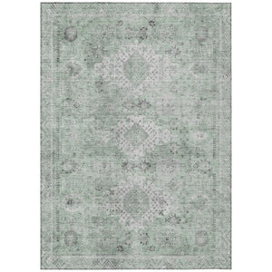 HomeRoots 9x12 Oriental Polyester Area Rug Washable Stain Resistant Indoor Outdoor Mint 742377