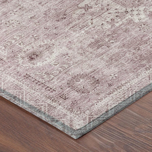 10 X 14 Pink Blush Oriental Polyester Area Rug Washable for Indoor Outdoor Use