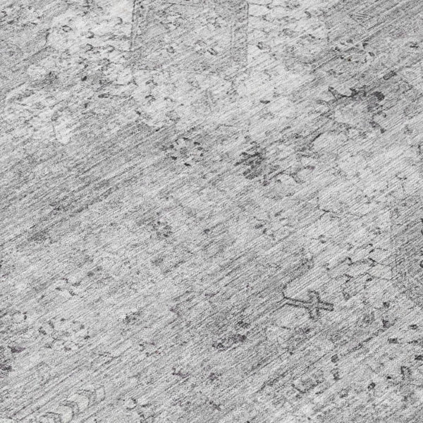 5x8 Silver Gray Oriental Polyester Area Rug Washable for Patio Porch or Living Room