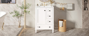 English Elm 24-inch Matte Bathroom Vanity Rubberwood Cabinet with Ceramic Sink and Soft-close Drawers White N729P377516K