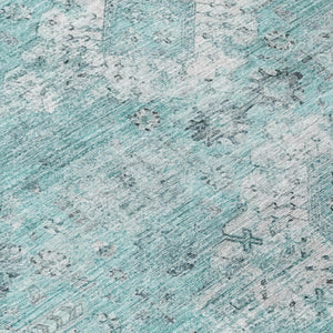 10 X 14 Turquoise Teal Oriental Polyester Area Rug for Indoor Outdoor Living