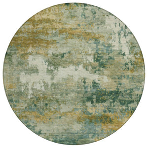 HomeRoots 8 Foot Round Abstract Polyester Area Rug Washable for Indoor Outdoor Living 742405