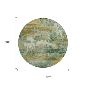 8 Foot Round Abstract Polyester Area Rug Washable for Indoor Outdoor Living