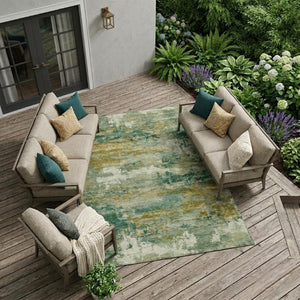 9x12 Abstract Indoor Outdoor Rug Stain Resistant Polyester Patio Living Room