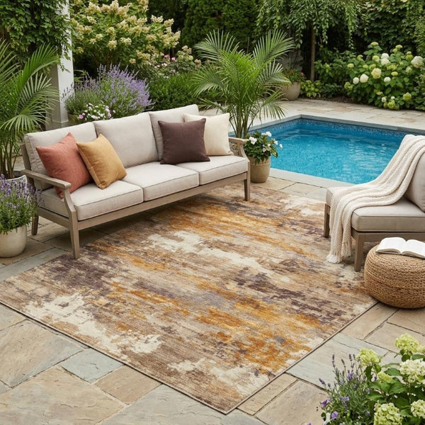 5x8 Abstract Polyester Area Rug Indoor Outdoor Washable Stain Resistant Patio