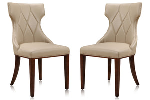 English Elm Reine Solid Beech Wood Upholstered Dining Chair with Diamond Stitching, Velvet-Look Luxury, 300lb Capacity Cream B365P397803