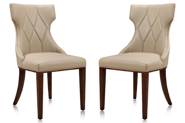 English Elm Reine Solid Beech Wood Upholstered Dining Chair with Diamond Stitching, Velvet-Look Luxury, 300lb Capacity Cream B365P397803