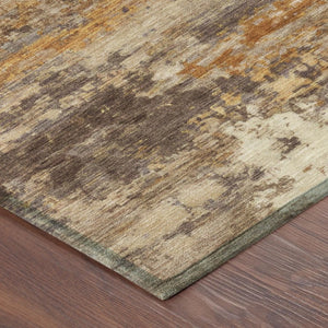 9 X 12 Abstract Polyester Area Rug Washable Indoor Outdoor Brown Copper Tones