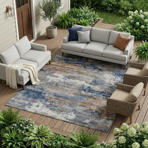 10 X 14 Abstract Polyester Area Rug Washable Design for Indoor Outdoor Use