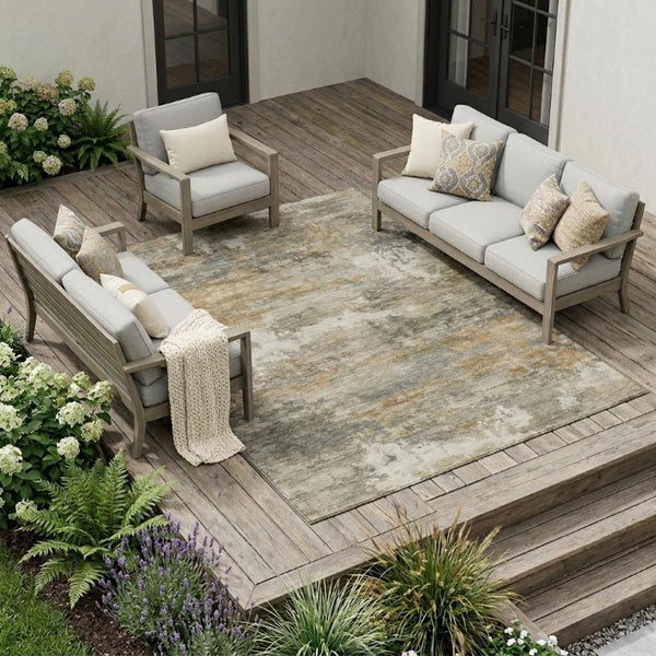 8 X 10 Abstract Polyester Area Rug Stain Resistant Indoor Outdoor Patio Use