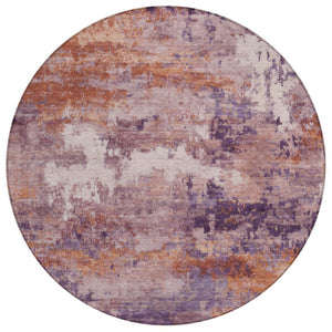 HomeRoots 8 Ft Round Abstract Polyester Rug Washable Stain Resistant for Indoor Outdoor Use 742441