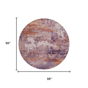 8 Ft Round Abstract Polyester Rug Washable Stain Resistant for Indoor Outdoor Use