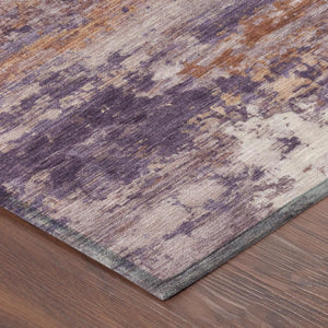 8 Ft X 10 Ft Plum Purple Abstract Polyester Rug Washable for Indoor Outdoor Use