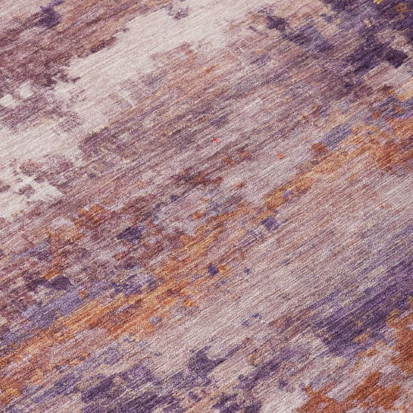 8 Ft X 10 Ft Plum Purple Abstract Polyester Rug Washable for Indoor Outdoor Use