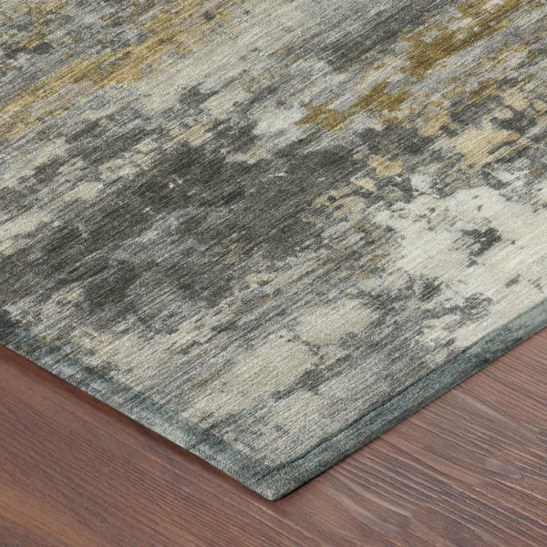 5x8 Pewter Gray Abstract Polyester Area Rug Stain Resistant for Indoor Outdoor Use