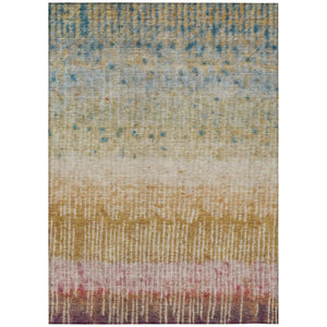 HomeRoots 9 X 12 Gold Beige Abstract Polyester Area Rug Stain Resistant Indoor Outdoor 742479