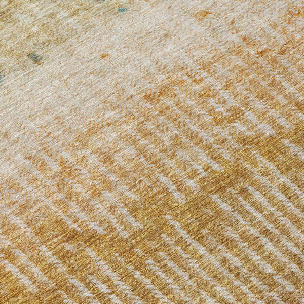 10 X 14 Gold Beige Abstract Polyester Area Rug Washable for Indoor Outdoor Use