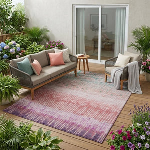 5 X 8 Pink Blush Abstract Polyester Area Rug Washable for Patio or Living Room