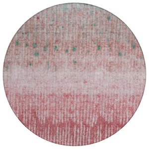 HomeRoots 8 Foot Round Abstract Polyester Area Rug Washable Stain Resistant Pink Blush 742489