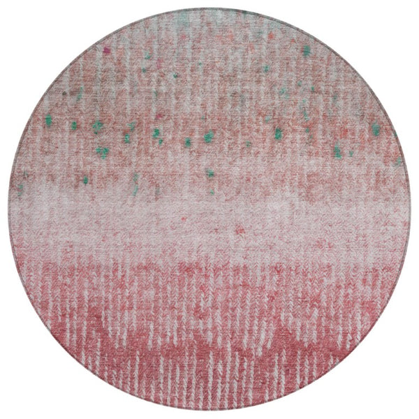 HomeRoots 8 Foot Round Abstract Polyester Area Rug Washable Stain Resistant Pink Blush 742489