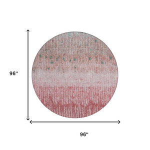 8 Foot Round Abstract Polyester Area Rug Washable Stain Resistant Pink Blush