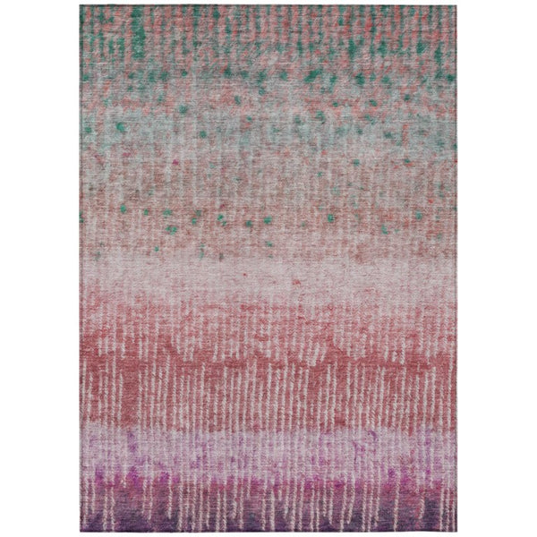 HomeRoots 8 X 10 Pink Blush Abstract Polyester Area Rug Washable for Patio or Living Room 742490