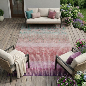 9 X 12 Pink Blush Abstract Polyester Area Rug Washable for Patio or Living Room
