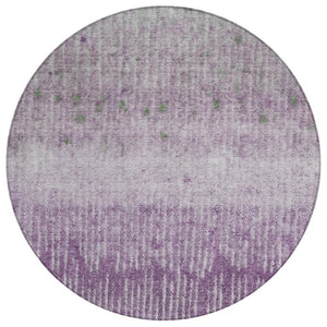 HomeRoots 8 Foot Round Abstract Polyester Area Rug Purple Washable Indoor Outdoor Patio 742495