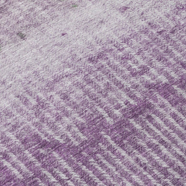 8 Foot Round Abstract Polyester Area Rug Purple Washable Indoor Outdoor Patio
