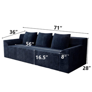 English Elm 71" Corduroy Tufted Loveseat with Deep Seat and Curved Back for Compact Living Spaces Aged Blue W5571P440916