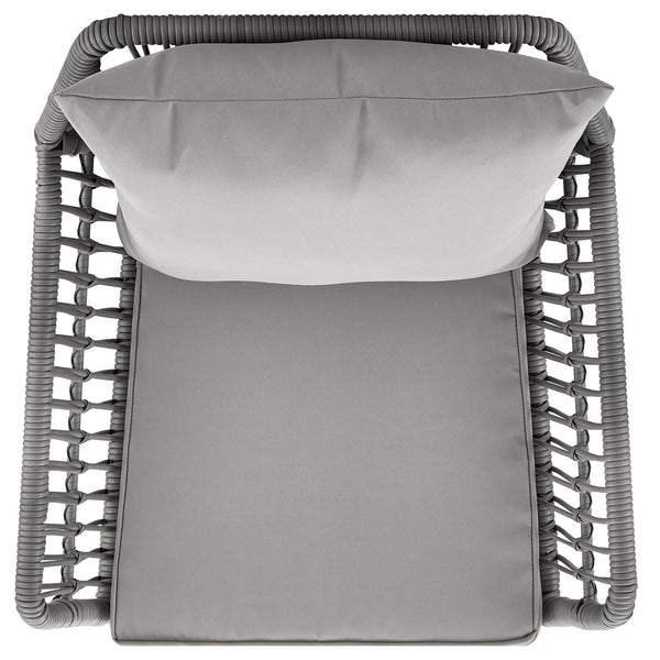 English Elm Cannes 3-Piece Conversation Set with Waterproof Removable Cushions, Tempered Glass End Table, Patio Stylish Grey B365P397647