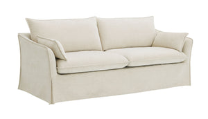 English Elm Shane Cozy Beige Linen Sofa with 2 Accent Pillows, Pocket Coil Seats, Wooden Frame, 72" Wide B2726P296888