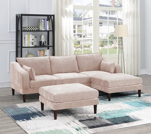 English Elm Contemporary 5-Piece Modular Sectional Sofa Set in Blush Morgan Fabric — Plush, Versatile L-Shaped Design Pink 33 L x 27 W x 14 H B011S01578