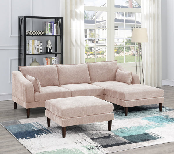 English Elm Contemporary 5-Piece Modular Sectional Sofa Set in Blush Morgan Fabric — Plush, Versatile L-Shaped Design Pink 33 L x 27 W x 14 H B011S01578