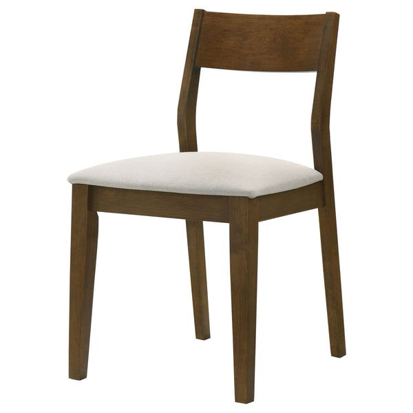 English Elm Warren Dark Brown Upholstered Dining Chairs Set of 2 — Tapered Leg, Rectangular Back, Beige Fabric Comfort B062P374088