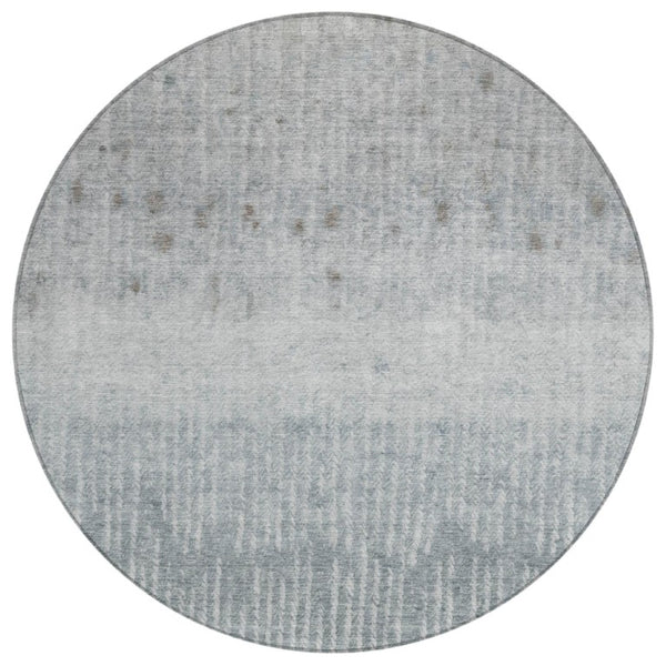 HomeRoots 8 Foot Round Abstract Sage Polyester Area Rug Washable for Patio or Family Room 742501