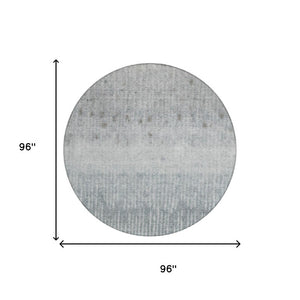 8 Foot Round Abstract Sage Polyester Area Rug Washable for Patio or Family Room