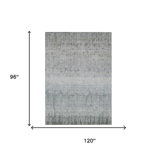 8 X 10 Abstract Sage Washable Polyester Area Rug for Indoor Outdoor Living Spaces