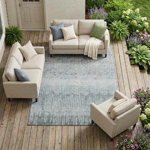 9x12 Abstract Sage Green Polyester Area Rug Washable Stain Resistant Indoor Outdoor