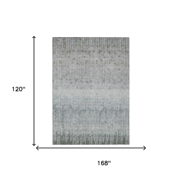 10 Ft X 14 Ft Sage Green Abstract Polyester Area Rug Washable for Patio or Living Room