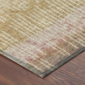 5 X 8 Wheat Gold Abstract Polyester Area Rug Stain Resistant for Patio or Living Room