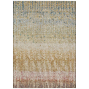 HomeRoots 8 X 10 Wheat Gold Abstract Polyester Area Rug Stain Resistant for Patio or Living Room 742508